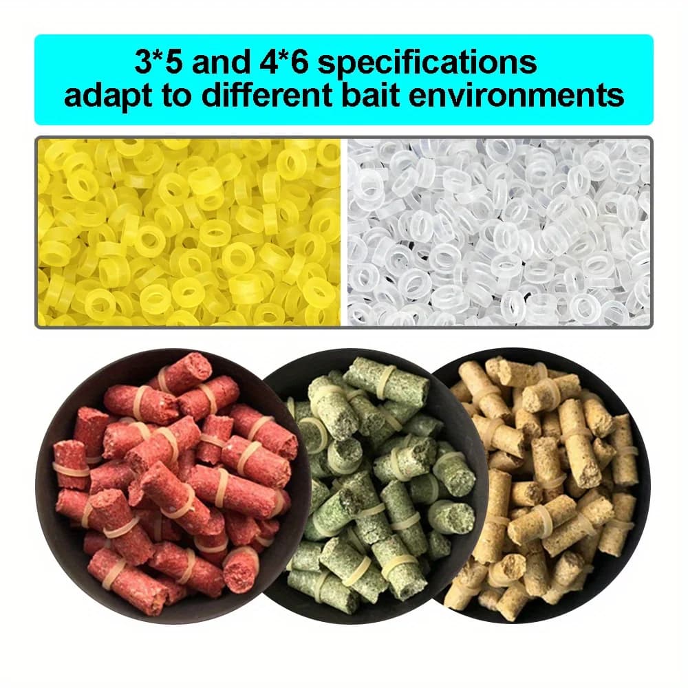 300/ 700/ 1000pcs Baits Elastic Rubber Rings Worm Bait Clip Fishing Hand Tied with Granular Rubber Bands Pellet Bait Bandage